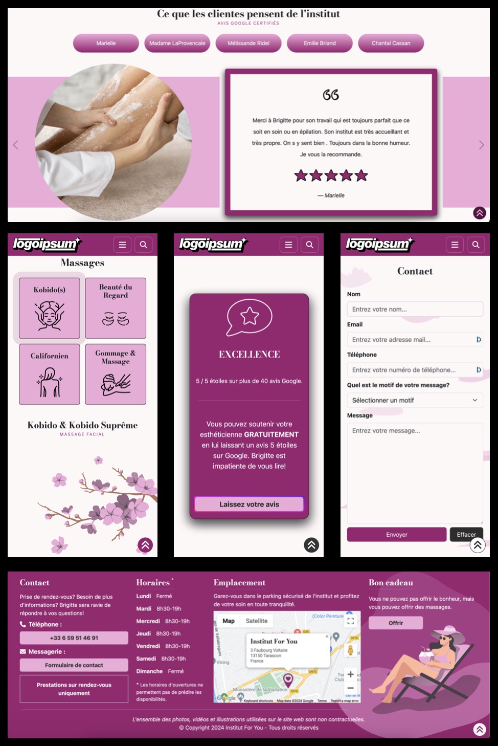 Salon website photo grid one