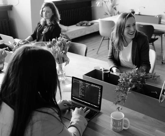 Three women in an office